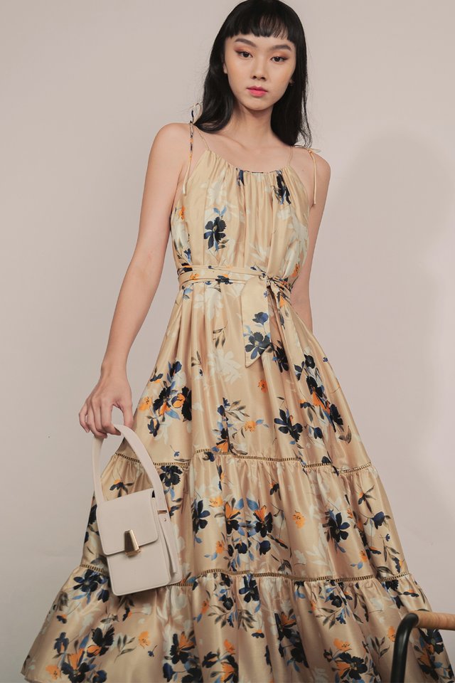 SANDFORD FLORAL TIE MAXI IN SAND