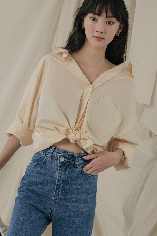 AIDAN PULL-BACK SHIRT IN CREAM