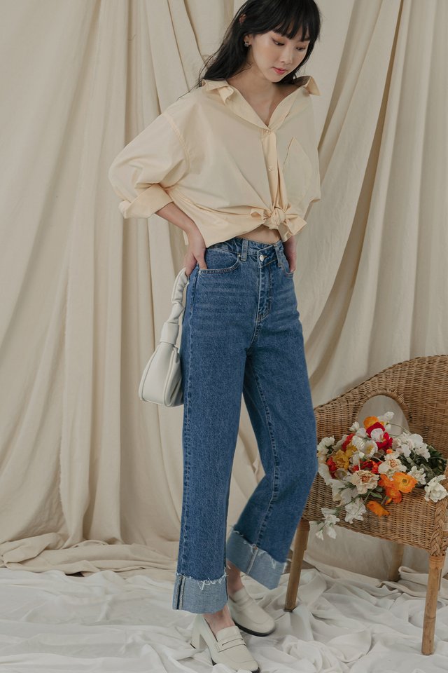 AIDAN PULL-BACK SHIRT IN CREAM