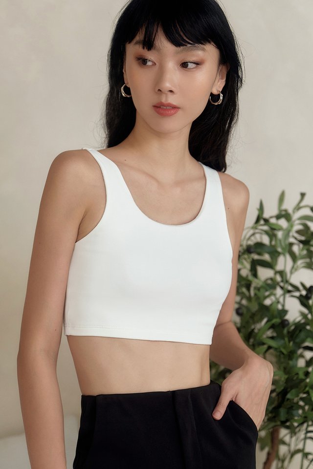 FLO PADDED CROP TOP IN WHITE