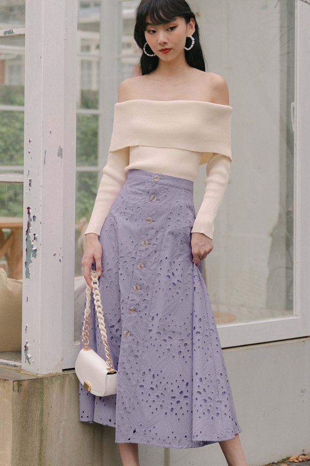 MILLIE EYELET BUTTON MAXI IN LAVENDER