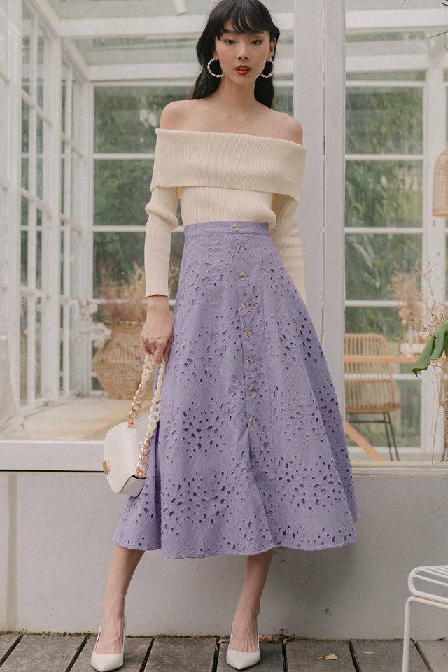 MILLIE EYELET BUTTON MAXI IN LAVENDER