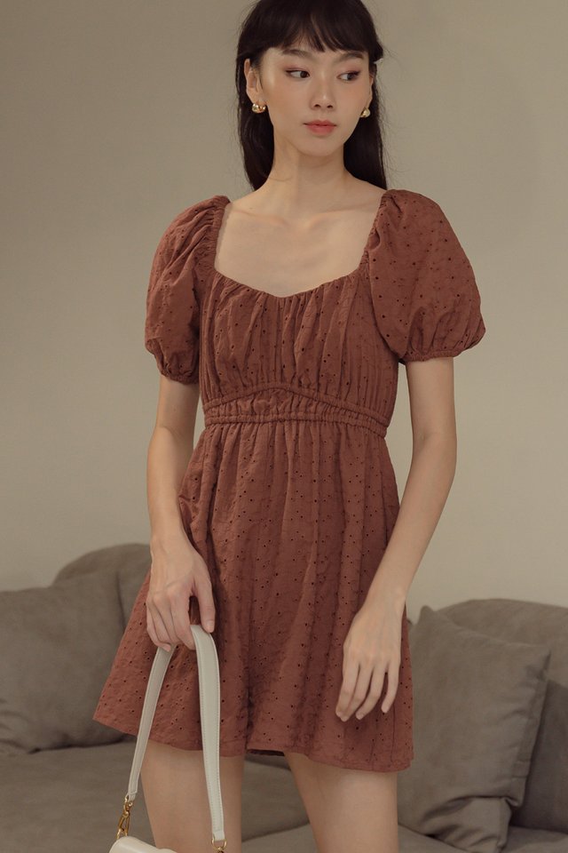 CHRISLEY EMBROIDERY PLAYSUIT IN MARSALA