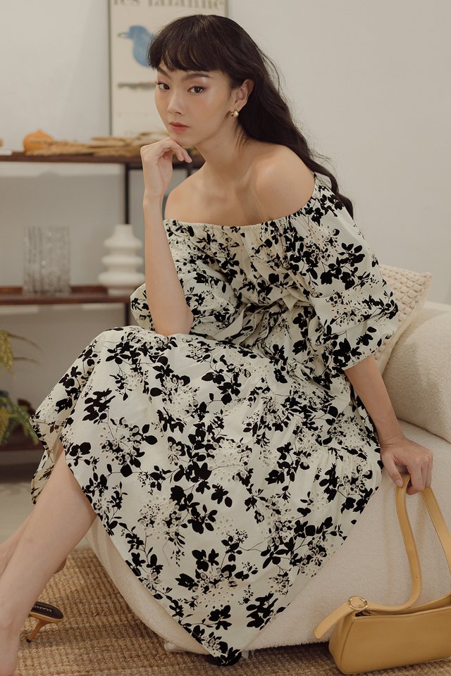 LANDEN EMBROIDERY TWO-WAY MIDI IN BLACK
