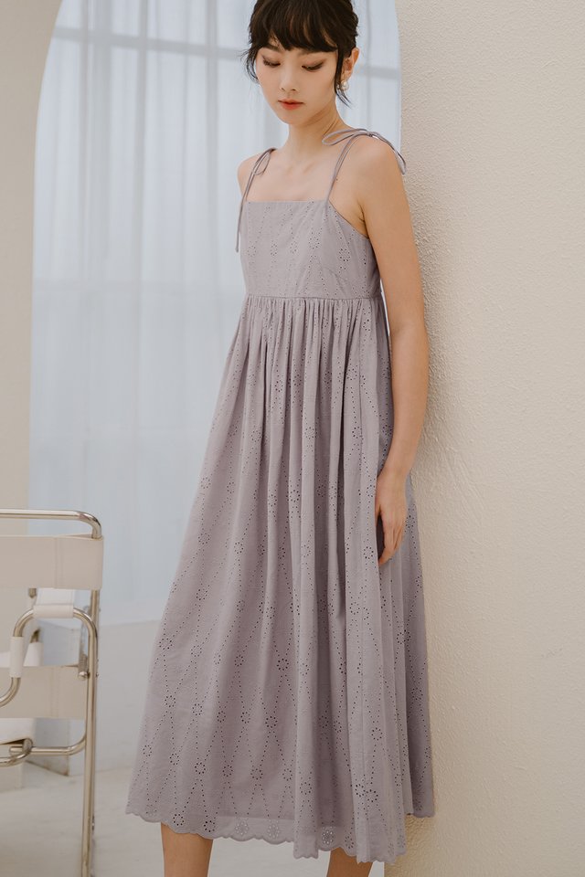 LUCIUS EMBROIDERY TIE MAXI IN LILAC