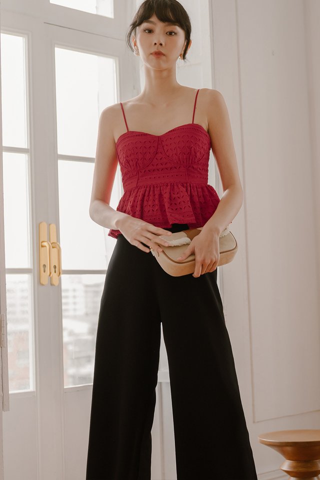 PAIGE EMBROIDERY TOP IN RED