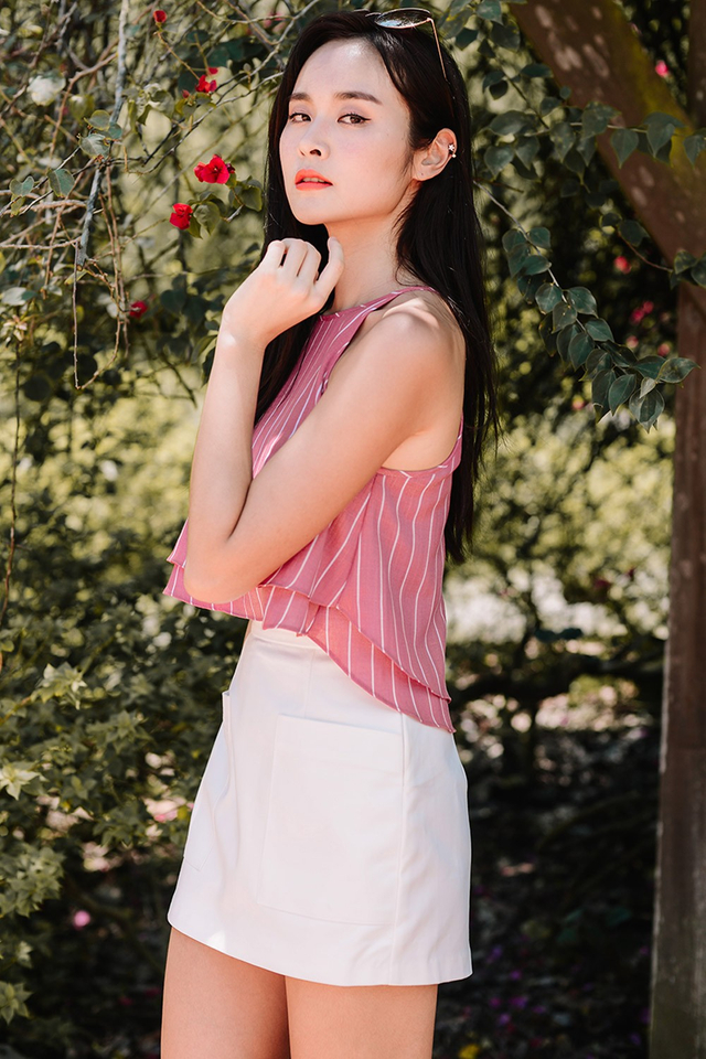 BERKSHIRE STRIPED TOP IN ROSE PINK