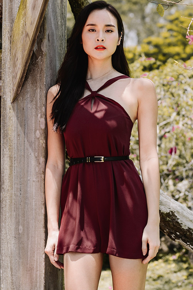 THERESE PLAYSUIT IN OXBLOOD