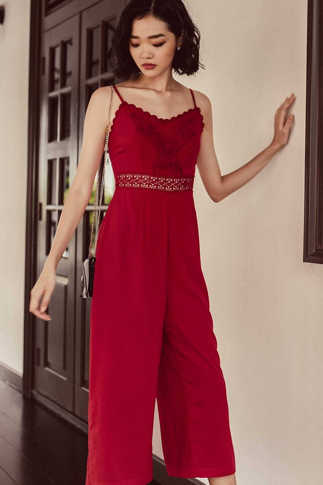 PASCALE APPLIQUE JUMPSUIT IN RED